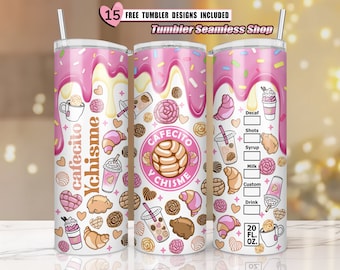 Cafecito y Chisme, 20oz tumbler wrap, Coffee Tumbler, Mexico Pan Dulce, 20oz skinny tumbler sublimation designs, Spooky Conchas, Tumbler Png