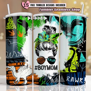 20oz Skinny Tumbler Dinosaur Boy Mom Sublimation PNG Digital Download - Boy Mom Designs PNG Wrap - Full Wrap Tumbler - SEAMLESS tumbler Png