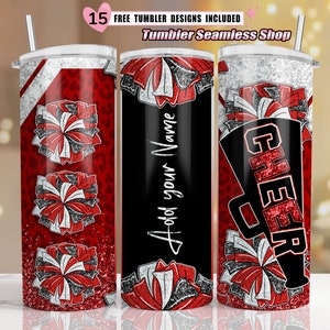Cheer tumbler wrap, Cheerleader Leopard, add your own text tumbler wrap, 20oz skinny tumbler wrap designs Template, sublimation PNG - H3
