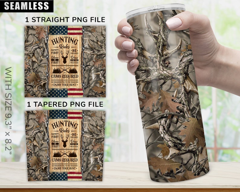 Deer Hunting Rules Tumbler Wrap | Camouflage | 20oz Skinny Tumbler ...