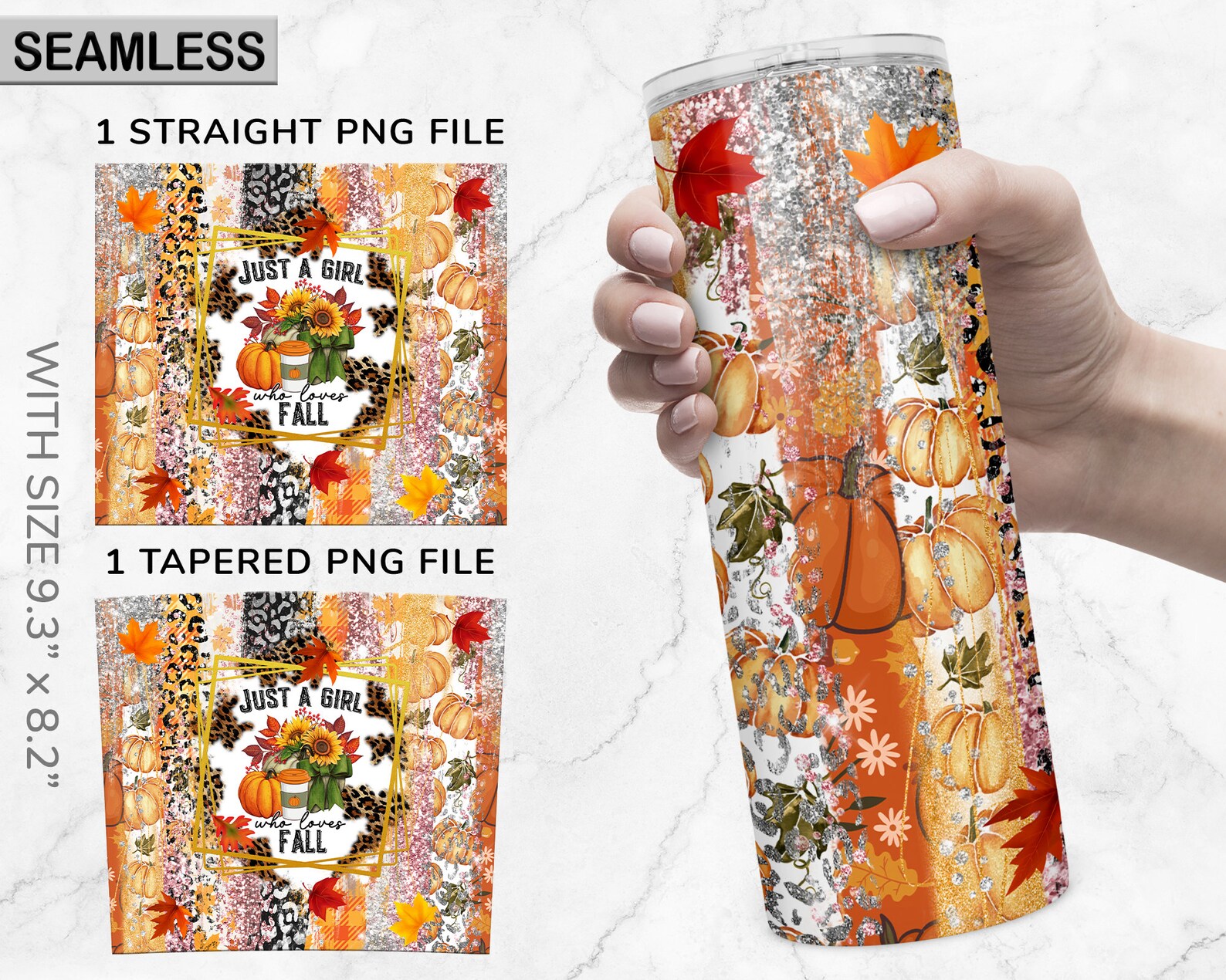 Fall Tumbler Wrap 20oz Skinny Tumbler Sublimation Design Etsy