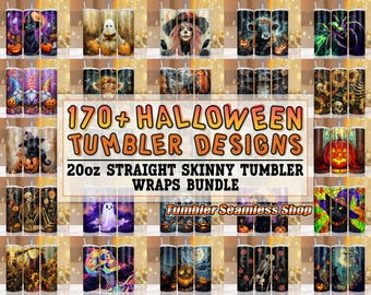 Halloween Tumbler Wrap Bundle, 20 oz Skinny Tumbler Sublimation Design, Halloween Bundl, Spooky Fall 2024 Digital Download Straight Wrap PNG