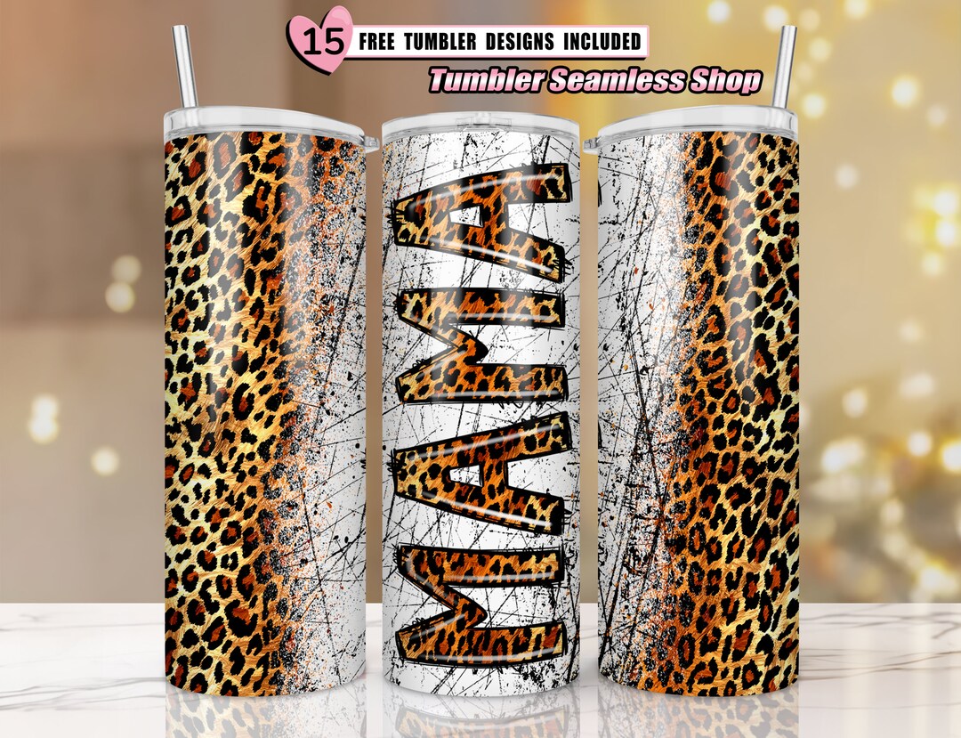 Brown Leopard Mama Sublimation Design for 20oz Skinny Tumbler ...