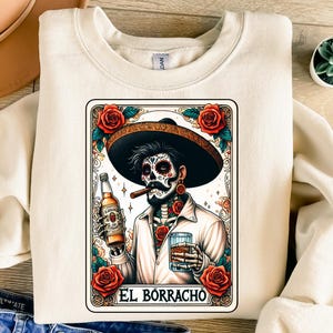 El Borracho Latein PNG, Chicano PNG - Tarot Karte Digitale Dateien - Dtf UVdtf Tumbler Becher T-Shirt PNG Design, Sublimation, Spanisch Mexicano Png