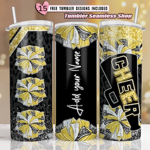 cheer tumbler wrap, Cheerleader Leopard, add your own text tumbler wrap, Glitter, 20oz skinny tumbler wrap designs Template, sublimation PNG