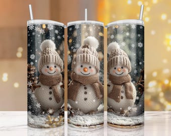 Snowman Tumbler Design, 20oz Skinny PNG, Winter Sublimation Download, Cute Christmas Snowmen, Tumbler Wrap, Instant Download, Digital File
