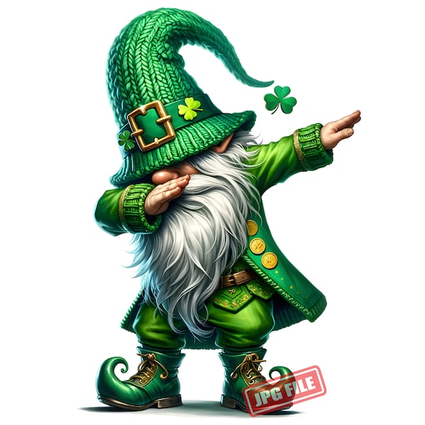 St Patrick's Clipart | St Patrick's graphics Clipart Bundle, Gnomes Clipart 10 High-Quality Images, Fantasy Art, Printables | Commercial Use