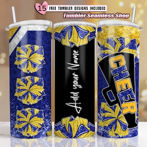 Cheer tumbler wrap, Cheerleader Leopard, add your own text tumbler wrap, 20oz skinny tumbler wrap designs Template, sublimation PNG - B2