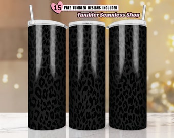20 OZ Black Leopard Matte Skinny Tumbler Design - Straight & Tapered ...