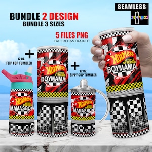 HOT MESS BOYMAMA race mama&#39;s boy tumbler png wrap Set | Sublimation Digital Download Kids Water Bottle 12oz skinny straight 20oz tumbler +H5