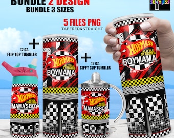 HOT MESS BOYMAMA race mama's boy beker png-wrapset | Sublimatie digitale download kinderwaterfles 12 oz mager recht 20 oz beker +H5