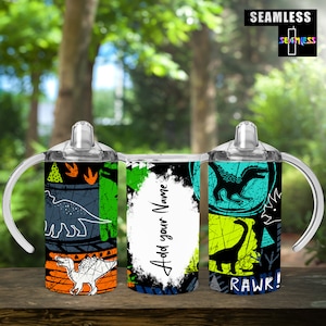 Dinosaurier Name Sublimationsdesigns Downloads, Baby Dinosaurier, Tumbler Wraps Bündel, 12 Unze gerade Schnabeltasse, digitaler Download PNG