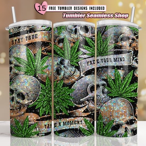 Canabis ⟡ Skull Marijuana ⟡ 20oz skinny tumbler ⟡ Straight & Tapered ⟡ Template for Sublimation ⟡ Full Tumbler Wrap ⟡ PNG Digital Download
