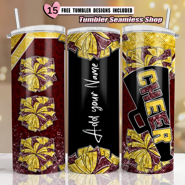 Cheer tumbler wrap, Cheerleader Leopard, Maroon, add your own text tumbler wrap, 20oz skinny tumbler wrap designs Template, sublimation PNG