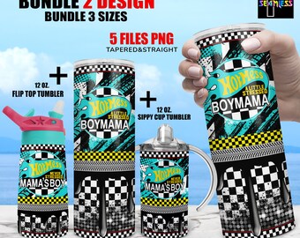 HOT MESS BOYMAMA race mama's jongen tuimelaar png wrap Set | Sublimatie Digitale Download Kids Waterfles 12oz mager recht 20oz tuimelaar +H2