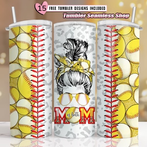 Mom of Both Softball Mom Tumbler Design, Baseball Leopard Tumbler, Sports 20oz skinny tumbler wrap designs, Baseball PNG, Instant Download