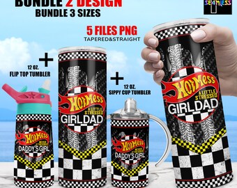 HOT MESS GIRLDAD, race Daddy's Girl tuimelaar png wrap set | Sublimatie digitale download kinderwaterfles 12oz magere rechte 20oz tuimelaar