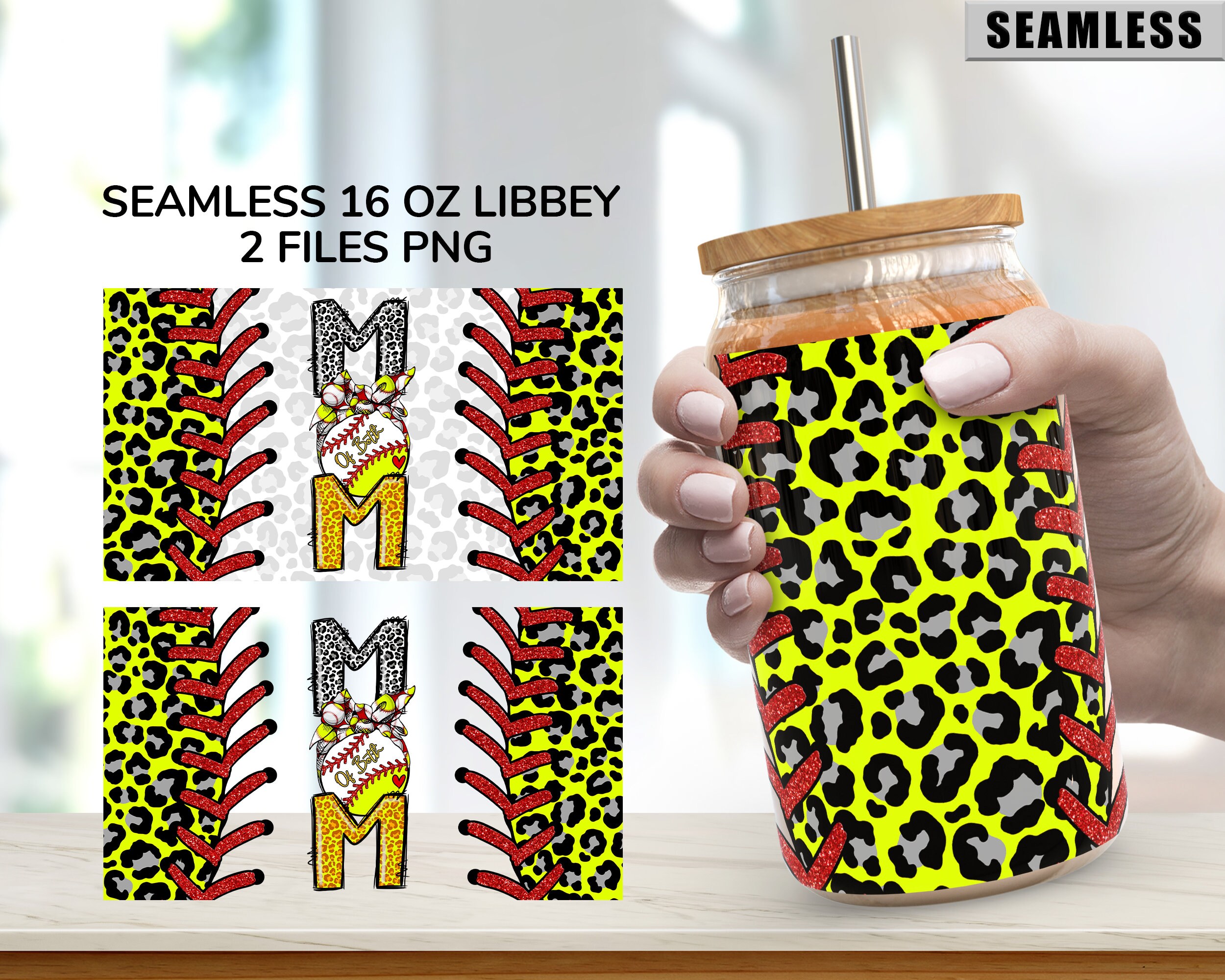 16 Oz Libbey Glass Can Tumbler, Mom of Both, Softball, Baseball ...