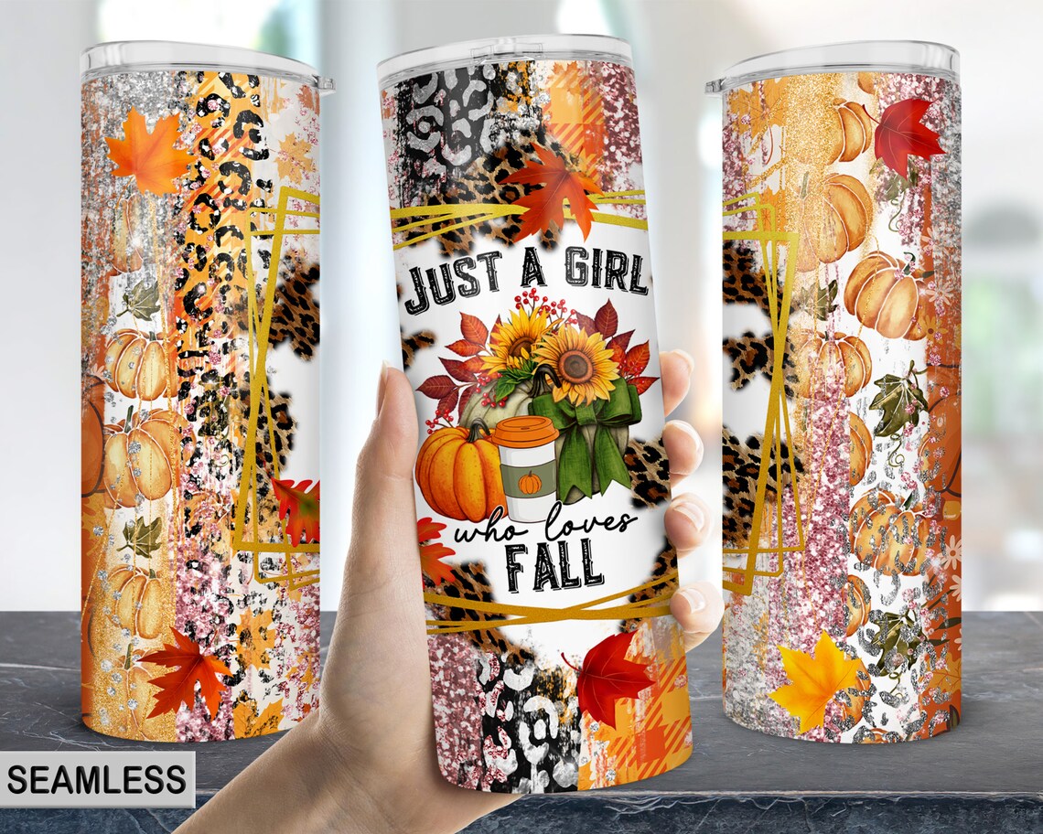 Fall Tumbler Wrap 20oz Skinny Tumbler Sublimation Design Etsy