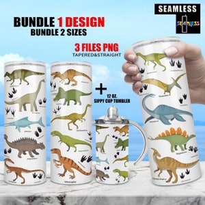Dinosaur tumbler png - wrap set | Sublimation Digital Download Kids Water Bottle 12oz skinny straight 20oz tumbler, dinosaur tumbler wrap
