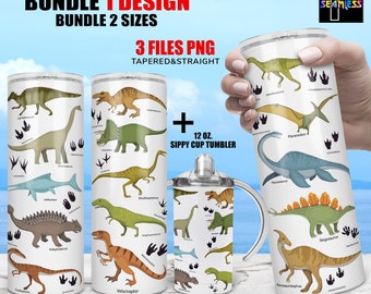 Dinosaur tumbler png - wrap set | Sublimation Digital Download Kids Water Bottle 12oz skinny straight 20oz tumbler, dinosaur tumbler wrap