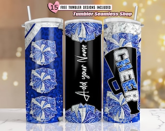 Cheer tumbler wrap, Cheerleader Leopard, add your own text tumbler wrap, 20oz skinny tumbler wrap designs Template, sublimation PNG - B01