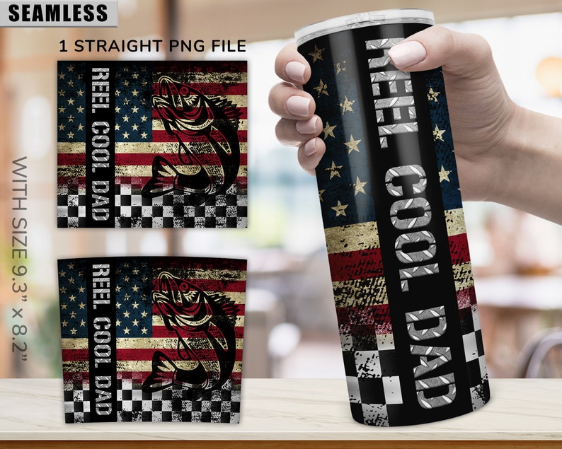 Reel Cool Dad Tumbler Wrap, Fishing Dad Png Tumbler, Fathers Day Gift ...