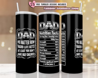Bästa pappa någonsin tumbler wrap, näringsfakta, 20 oz fars dag tumbler png, fars dag tumbler wrap, bästa pappa någonsin wrap, pappa tumbler png