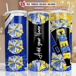 Cheer tumbler wrap, Cheerleader Leopard, add your own text tumbler wrap, 20oz skinny tumbler wrap designs Template, sublimation PNG - B1