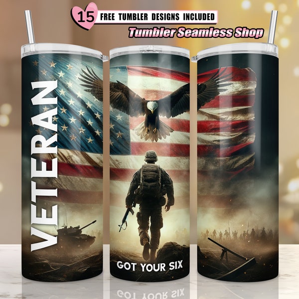 veteran tumbler wrap, Got your Six, 20oz skinny tumbler wrap png, vietnam veteran, eagle tumbler wrap, military tumbler png, veteran png