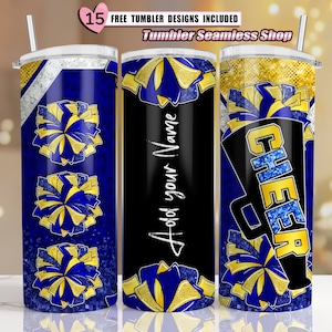 Cheer tumbler wrap, Cheerleader Leopard, add your own text tumbler wrap, 20oz skinny tumbler wrap designs Template, sublimation PNG - G03