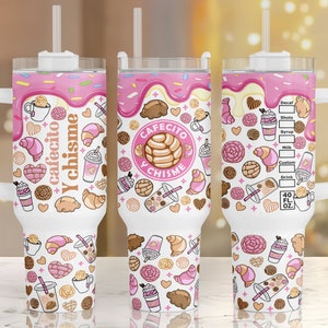 Cafecito y Chisme, 40oz tumbler wrap, Coffee Tumbler, Mexico Pan Dulce, 40oz skinny tumbler sublimation designs, Spooky Conchas, Tumbler Png
