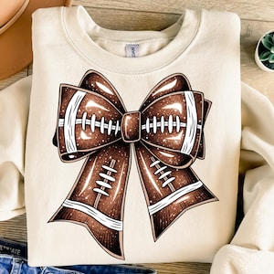 Brown Football Bow PNG, Glitter Bow Sublimation, PNG Tshirt Design, Football Stitch Png, Sublimation Mug PNG, Sports Bow Digital Download