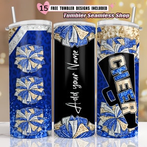 Cheer tumbler wrap, Cheerleader Leopard, add your own text tumbler wrap, 20oz skinny tumbler wrap designs Template, sublimation PNG - B2