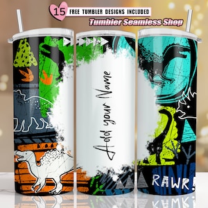 Dinosaurier Name Sublimation Designs Downloads, 20 Unzen Skinny Tumbler Sublimation Designs, Baby Dinosaurier, Tumbler Wrap Sublimation