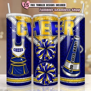 Cheer tumbler wrap, Cheerleader Leopard, add your own text tumbler wrap, 20oz skinny tumbler wrap designs Template, sublimation PNG - V01