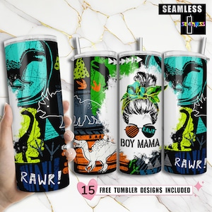 20 Unzen Skinny Tumbler Dinosaurier Junge Mama Sublimation PNG Digital Download - Boy Mom Designs PNG Wrap - Full Wrap Tumbler - SEAMLESS Tumbler Png