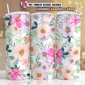 Watercolor Florals tumbler wrap, 20 oz Skinny Tumbler, Floral, Flowers, Sublimation Designs, Seamless pattern, Instant Download - Floral 002