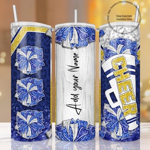 Cheer tumbler wrap, Cheerleader Leopard, add your own text tumbler wrap, 20oz skinny tumbler wrap, Digital Download ONLY, sublimation PNG