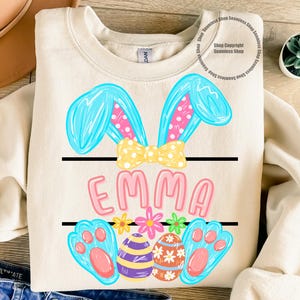 Bunny Name Frame Png, Easter Name Tag Png, Personalized Bunny Png, Easter Egg Png, Blue Bunny Ears Png, Sublimation Png, Digital Download