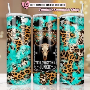 Cowhide Yellowstone Tumbler Png, 20oz Cowhide Skinny Tumbler Sublimation Design, Cowhide and Leopard Theme, Bull Skull, Tumbler Design png