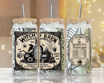 Etiqueta de bruja bohemia de Halloween vintage PNG ⟡ Envoltura de lata de vidrio de 16 oz png ⟡ Información nutricional ⟡ vaso de bruja, vaso de lata de halloween, vaso de lata de cerveza png