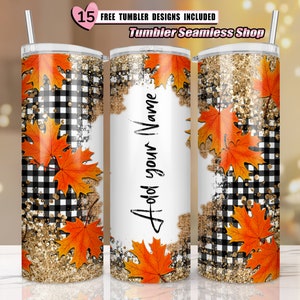Add Your Own Text, Hello Fall Tumbler PNG, gold glitter, Sublimation Design Download, 20oz Skinny Tumbler Design PNG, Thanksgiving Tumbler