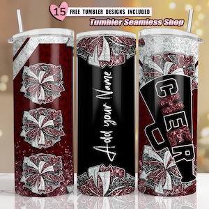 Cheer tumbler wrap, Maroon, Cheerleader Leopard, add your own text tumbler wrap, 20oz skinny tumbler wrap designs Template, sublimation PNG