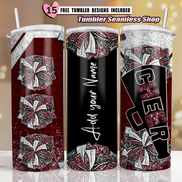 Cheer tumbler wrap, Maroon, Cheerleader Leopard, add your own text tumbler wrap, 20oz skinny tumbler wrap designs Template, sublimation PNG