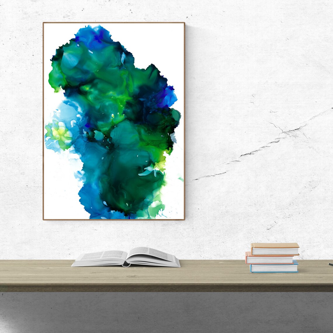 Abstract Wall Art Abstract Print Blue and Green Abstract Etsy
