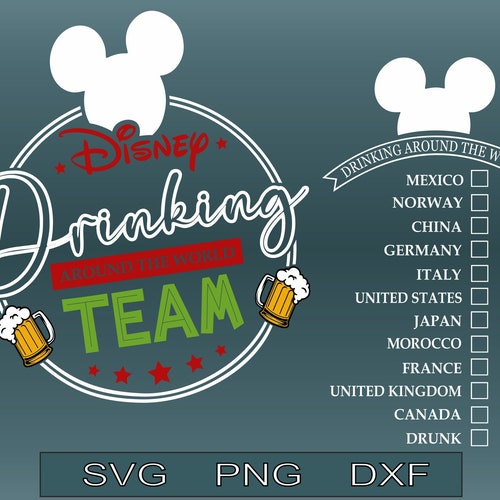 Epcot Drinking Around the World Checklist SVG / World Showcase Etsy