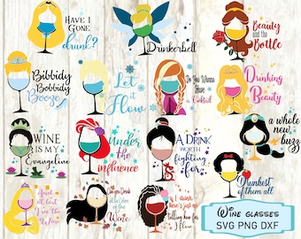 Princess Wine Glass SVG, Princess Wine Glass svg, Princesses svg, Princess Wine Glass cut file, File Silhouette, Printable file, Clipart