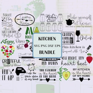 Paquete de cocina con descarga digital instantánea de más de 20 SVG, PNG, JPG, DXf, para Cricut o Silhouette, SVG de cocina, SVG vegano