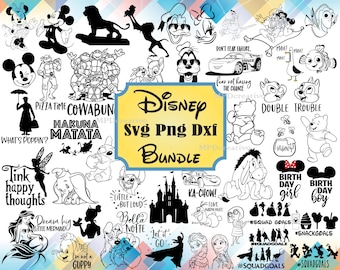 Disneyland Bundle SVG Png Dxf, DisneyWorld svg, Maus und Freunde, Donald svg, Daisy SVG, GoofySvg, Winnie svg Cricut druckbare Clipart